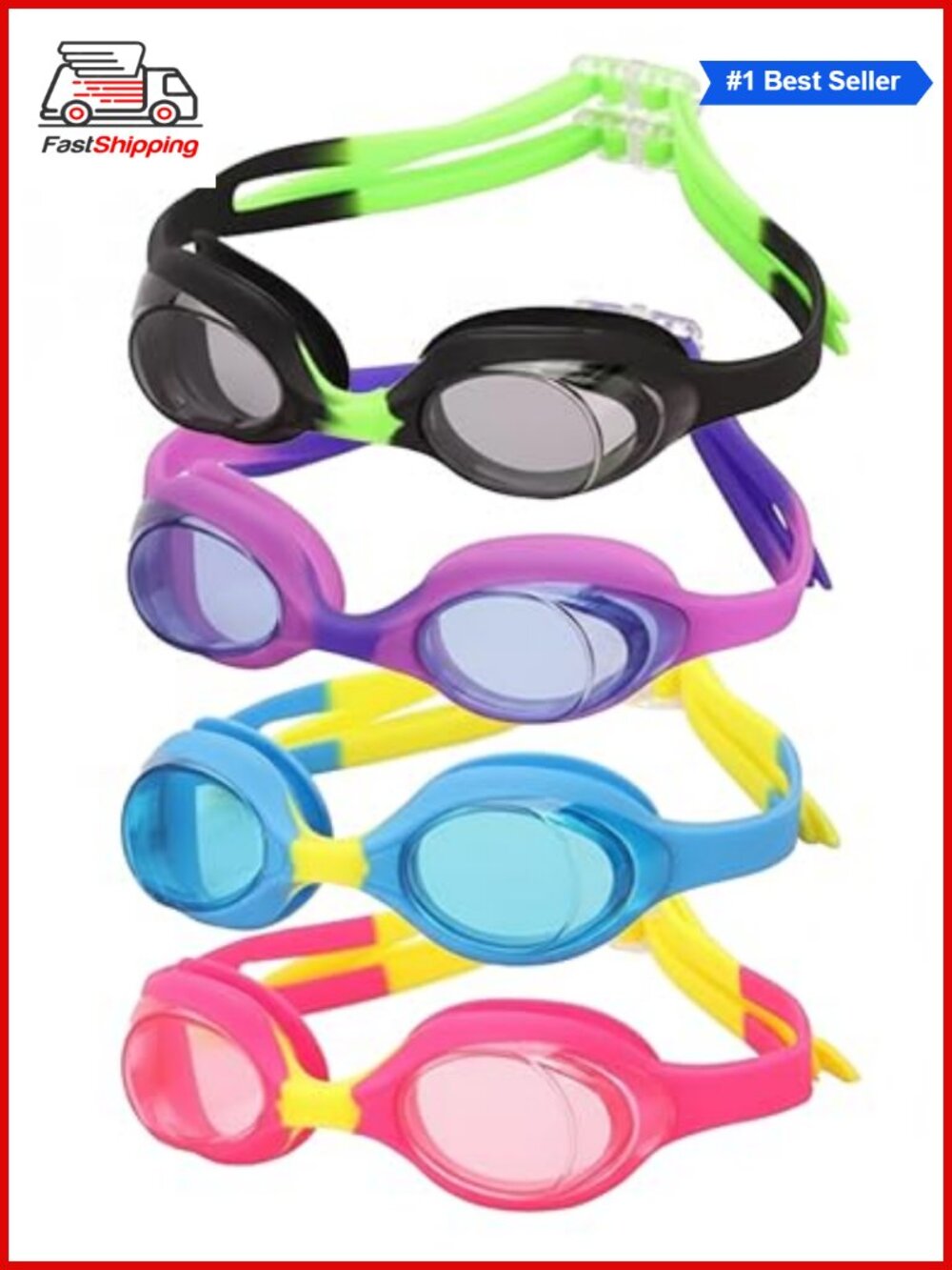 🎅 Kids Swimming Goggles 4 Pack Anti Fog UV Protection No Leaking Swim Glasses
